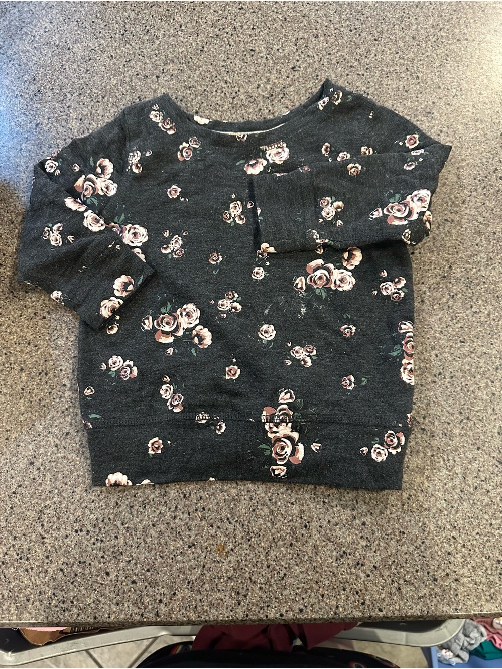 Cat & Jack Dark Gray Floral Sweatshirt with Pink Roses